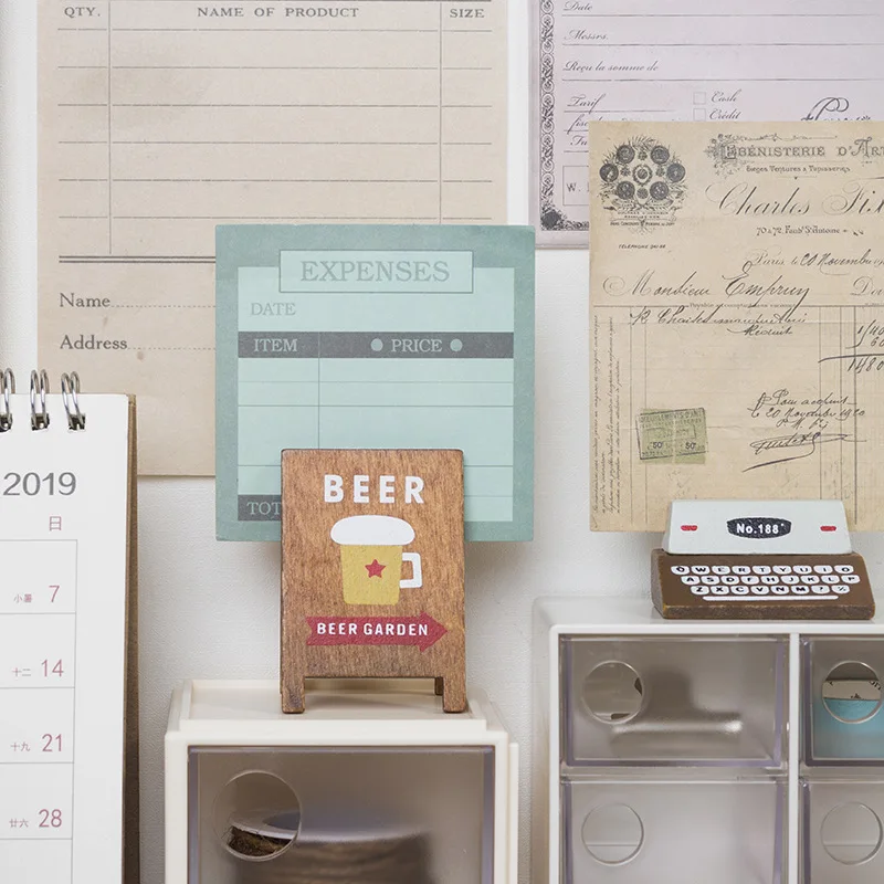 Sharkbang Vintage Coffee Beer Wooden Memo Holder Clip Photo Card Stand Folder Clip Decorative Kawaii Stationery