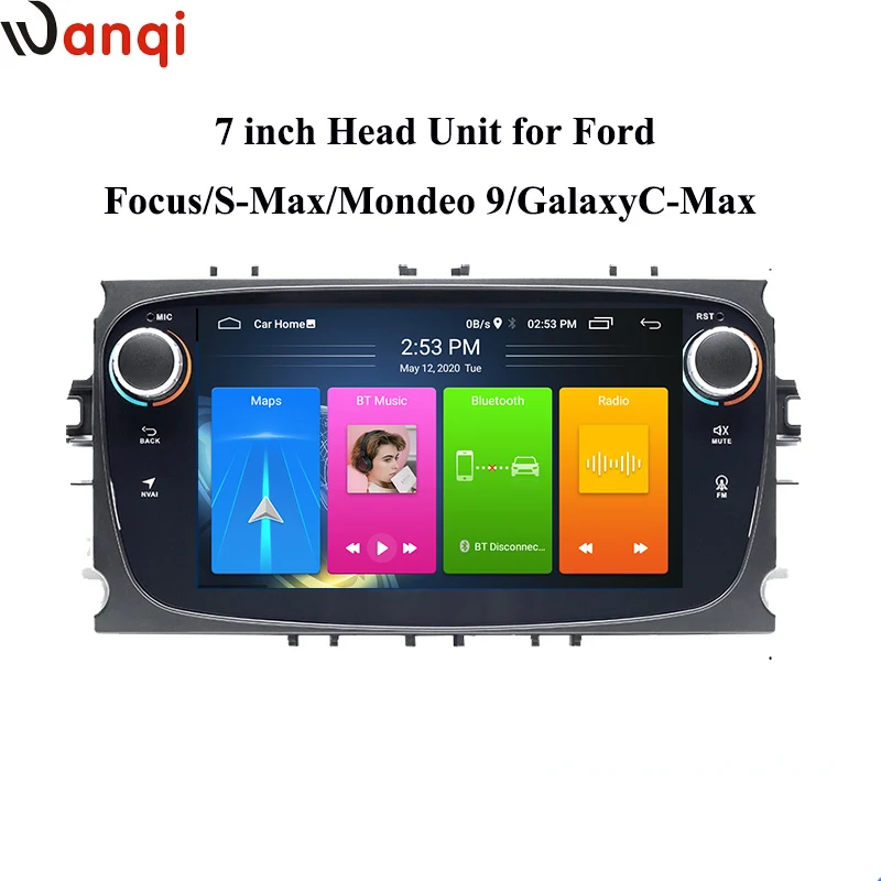 Wanqi 7-дюймовый Android 10 0 ручка автомобильное радио GPS Мультимедиа для Ford Focus S-max Mondeo 9