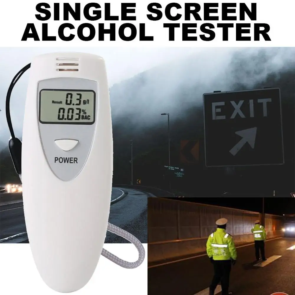 Single Screen White Portable Single Screen Alcohol Tester Alcohol Concentration Detector Breathable Tester