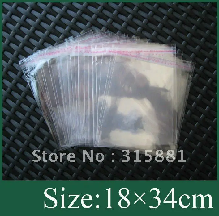 

transparent Poly Bag in size 18 X 34cm with self adhesive seal for Retail or Wholesale with Free Shipping 500pcs/lot