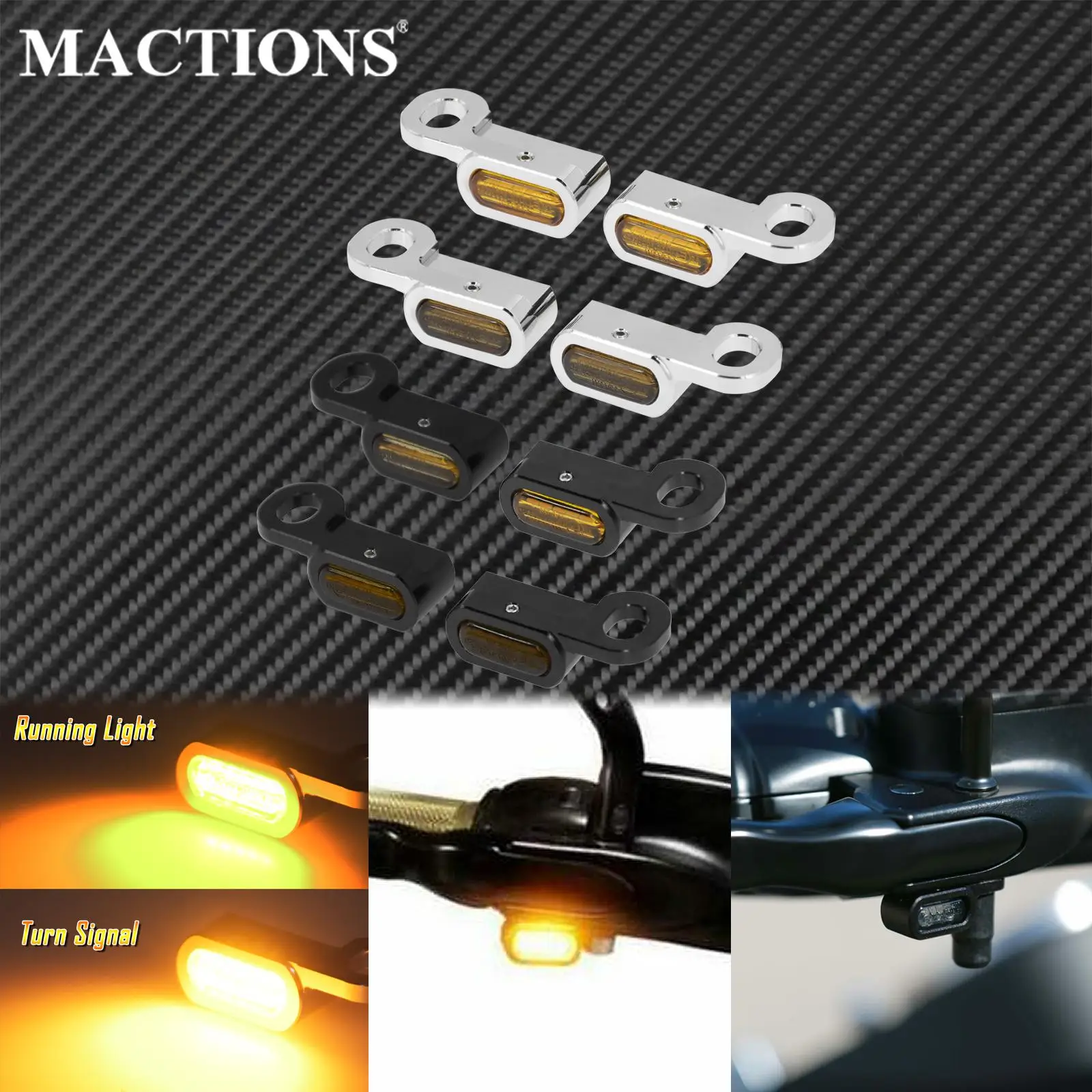 2XMotorcycleLEDTurnSignalIndicatorLightBlackChromeForHarley