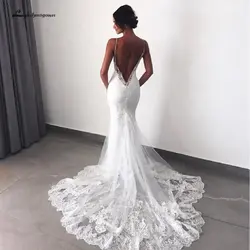Lakshmigown полное сексуальное свадебное платье кружевное свадебное платье с юбкой-годе с открытой спиной Robe Mariee 2019 вечерние свадебные платья