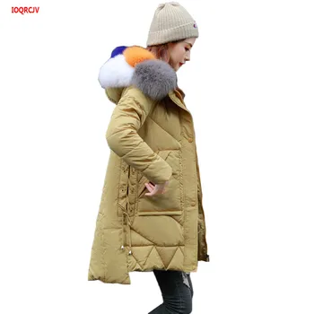 

Winter Jacket Coat Women New 2019 Colorful Big Fur Collar Hooded Female Parka Thick Loose Ladies Down Cotton Padded Jacket 1500