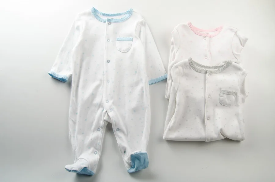 

Europe And America Baby Spring And Autumn Pure Cotton Long Sleeve Onesie Infant Premature Infant Open Front Foot-closed Crawling