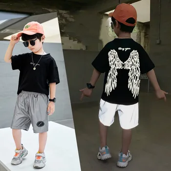 

Summer Baby Boys Clothes Laser wings Tees Children Reflective suit T-shirt Shorts 4 5 7 8 9 10 11 12 13 Years Kids Casual Outfit