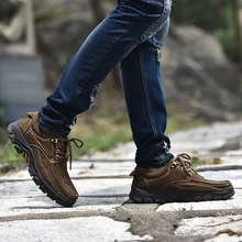 Мужская Уличная прогулочная обувь из натуральной кожи; удобные мужские ботинки на шнуровке; мужские кроссовки; прогулочная обувь из нубука
