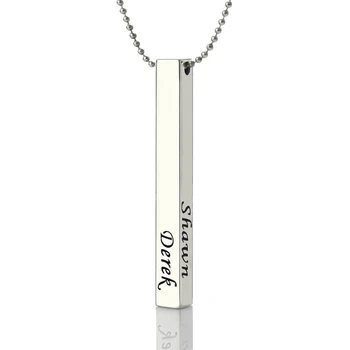 

Uonney Wholesale Men's 4-sided Bar Name Necklace Photo Engraved Customized Necklace Front Jewelry For Women Gift