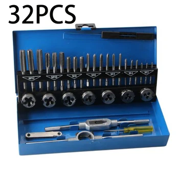

32pcs Metric Tap Wrench Die Set 55 °Tapered Thread Bolt Alloy Steel Hand Tools