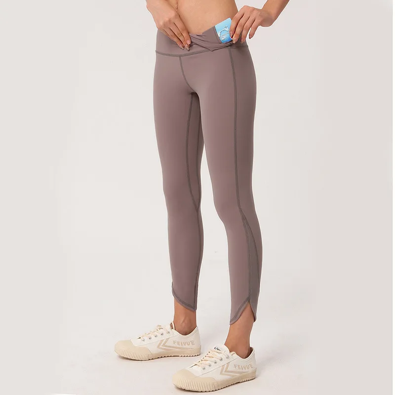 

Chic Cut Out Finess Workout Pants Women High Waist Gym Yoga Leggings Squatproof Active Running Jogger Tight Sportswear Pocket