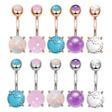 1 шт. двойной камень пирсинг в пупок кольцо для пирсинга хирургическая сталь горный хрусталь сексуальный пупок кнопки кольца ювелирные изделия для тела 14 г серьги Nombril