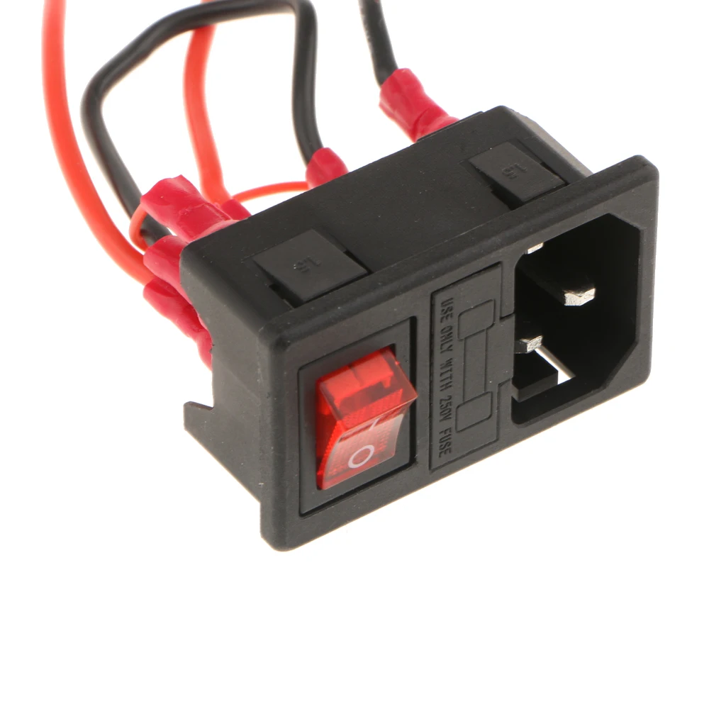 220V/110V 15A Power Outlet Socket Output With Switch Fuse For 3D Printer