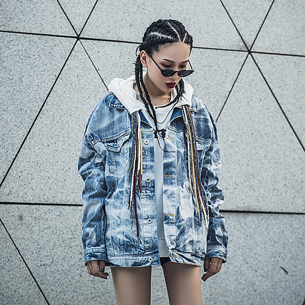 Graffiti Jean Jacket Men Harajuku Hand 