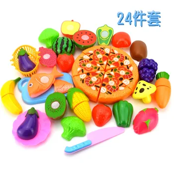 

Clearance!!!24pcs/set Kids Education Learning Toys for Children Kids Pretend Role Play Kitchen Fruit Vegetable Toy Cutting Set