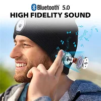 Wireless Music Bluetooth Hat with LED Light Built-in HD Stereo Speakers Unisex Night Running Outdoor Lighting Emergency Light 1