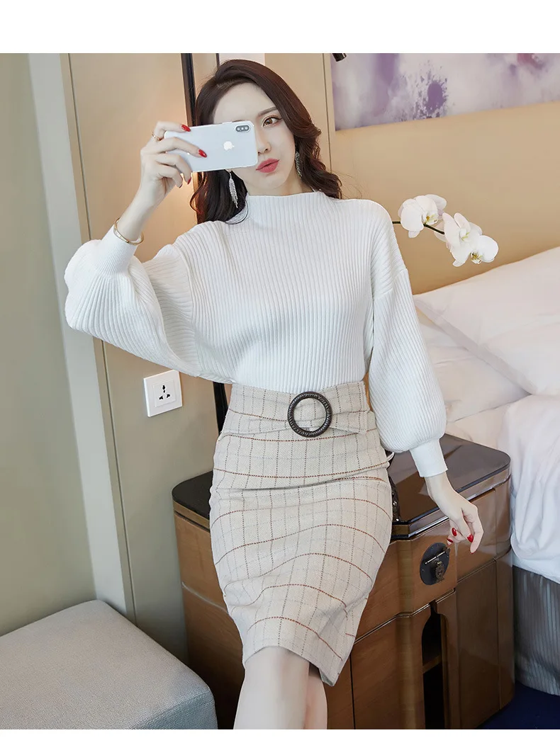 2019 Осенняя новая стильная Корейская женская свежая и милая универсальная клетчатая юбка с высокой талией для похудения поколение жира 9323