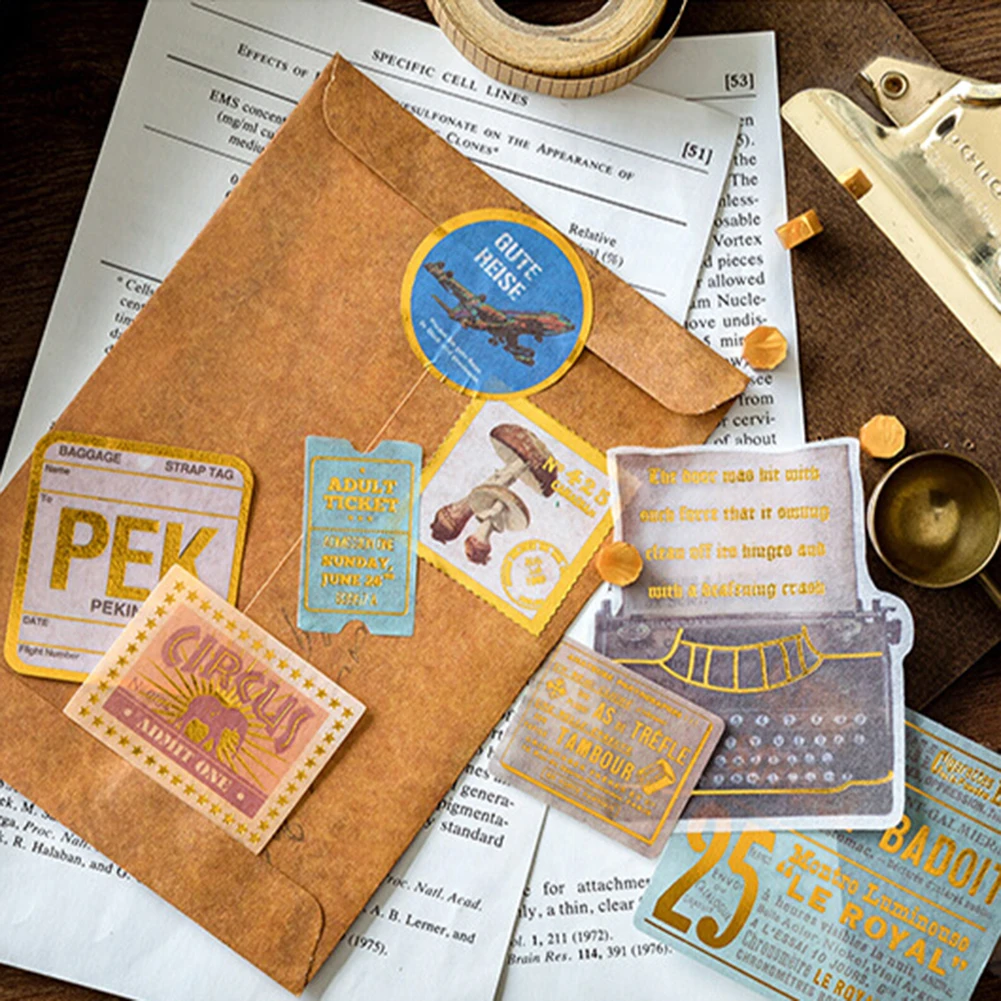 new 60Pcs Universe Vintage Paper Stickers Middle Ages Pattern Sticker DIY Scrapbook Album Decor Diary Stationery Album Stickers