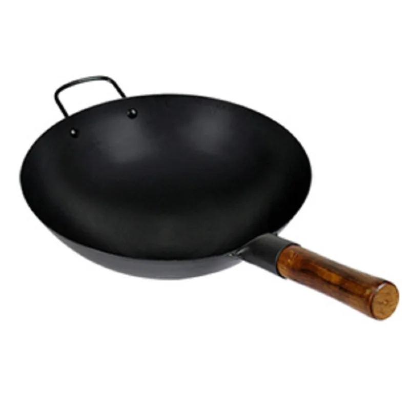 Handmade Cast Iron Wok 36cm Nonstick Skillet Wok Pans Household