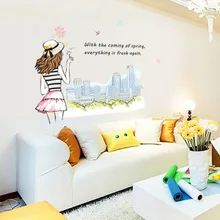 MJ7013 наклейки на стену три поколения съемная теплая спальня первый креативный DIY мультфильм детская комната Девушки фоновая палка