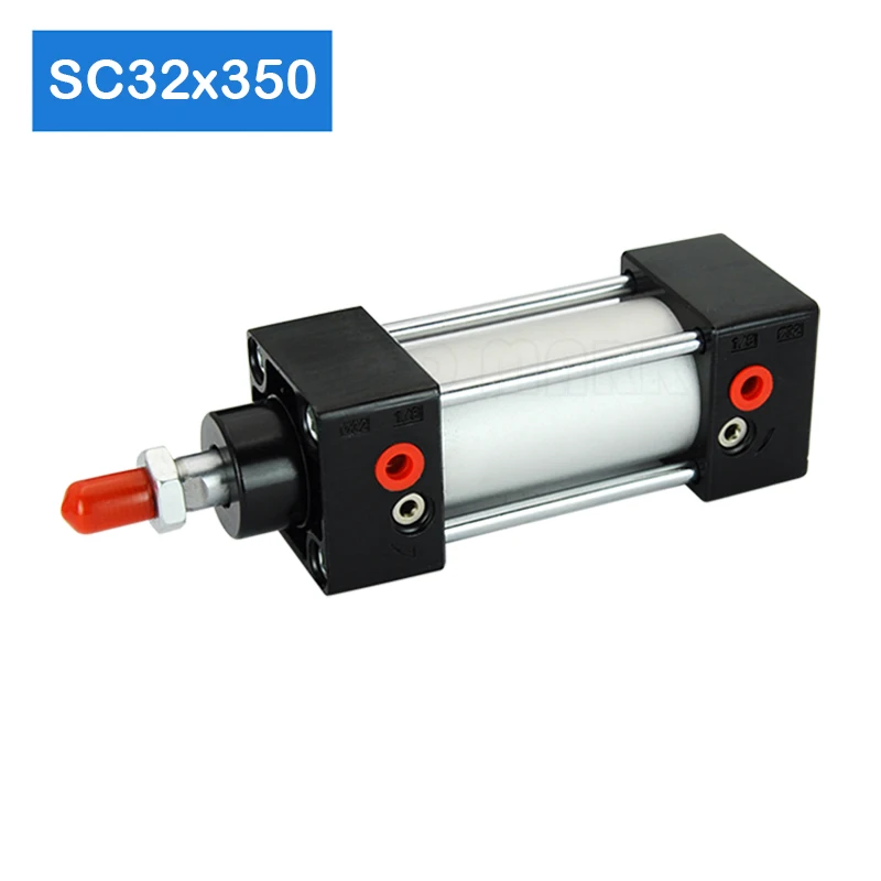 SC32x350 32mm Bore 350mm Stroke Pressurized Aluminum Pneumatic Tube Piston Air Double Acting Telescopic Price Penumatic Cylinder |