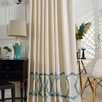 

Custom curtains for Living Room Bedroom Modern Simple Cotton Linen Embroidered Curtain Fabric Rayon Base Fabric General Pleat