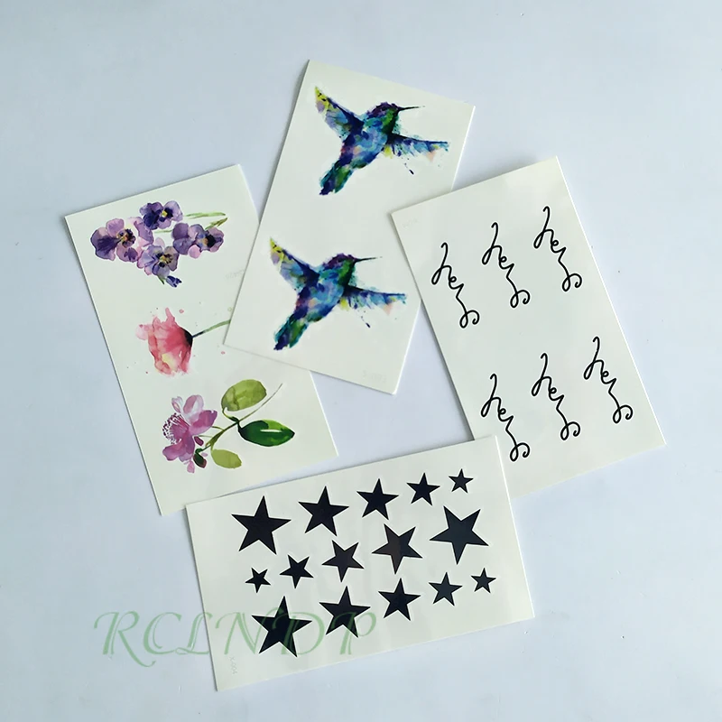 Waterproof Temporary Tattoo Sticker line totem color flower bird letter small tatto flash tatoo fake tattoos for women men kid - Color: Dark Khaki