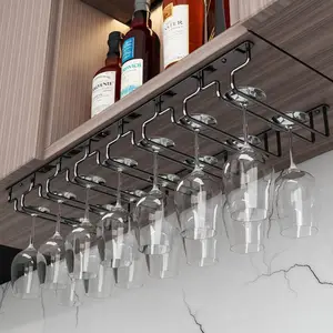 Wine Glass Rack Stainless Steel Hanging Holder Cup Stemware Stand Teacup  Goblet Hanger Shelf Home Kitchen Bar Sipplies wine glass holder hanging