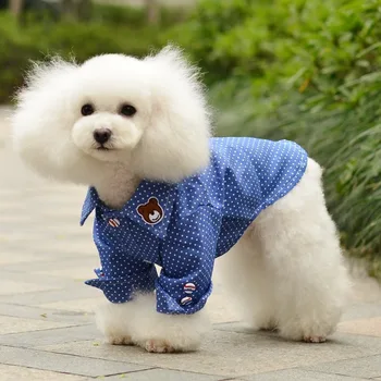 

Shirts Pet Dog Clothes Fashion Dot Clothing Dogs Super Small Costume Breathable Cute Chihuahua Print Summer Blue Boy Mascotas