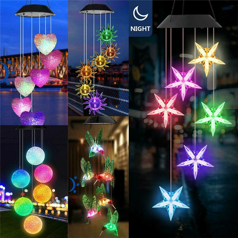 

ZANCAKA Solar Powered Wind Chime Light Portable colorful Changing Spiral Spinner Wind chime Outdoor Decorative Wind bell Craft