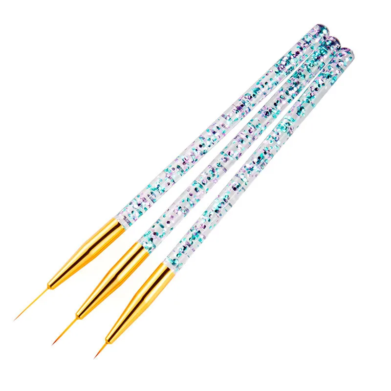3Pcs Acrylic French Stripe Nail Art Liner Brush Set Ultra-thin Line Drawing Pen UV Gel Manicure Painting Brush 6