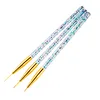 3Pcs Acrylic French Stripe Nail Art Liner Brush Set Ultra-thin Line Drawing Pen UV Gel Manicure Painting Brush 6