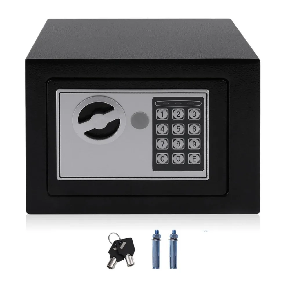 4.6L Solid Steel Electronic Safe Box With Digital Keypad Lock Strongbox Mini Lockable Money Cash Jewelry Storage Box Steel Safe