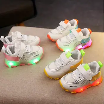 

Baby Led Shoes New Hot Sale Children Patchwork Sneakers Kids Baby Girls Boys Light Luminous Sport Shoes