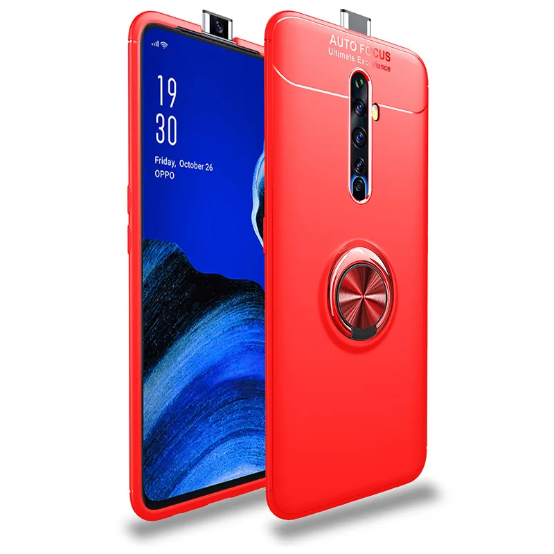 Для Realme X2 Pro Чехол из мягкого ТПУ силикона металлическое кольцо на палец матовая задняя крышка для OPPO Realme X2 чехол противоударный чехол - Цвет: Red