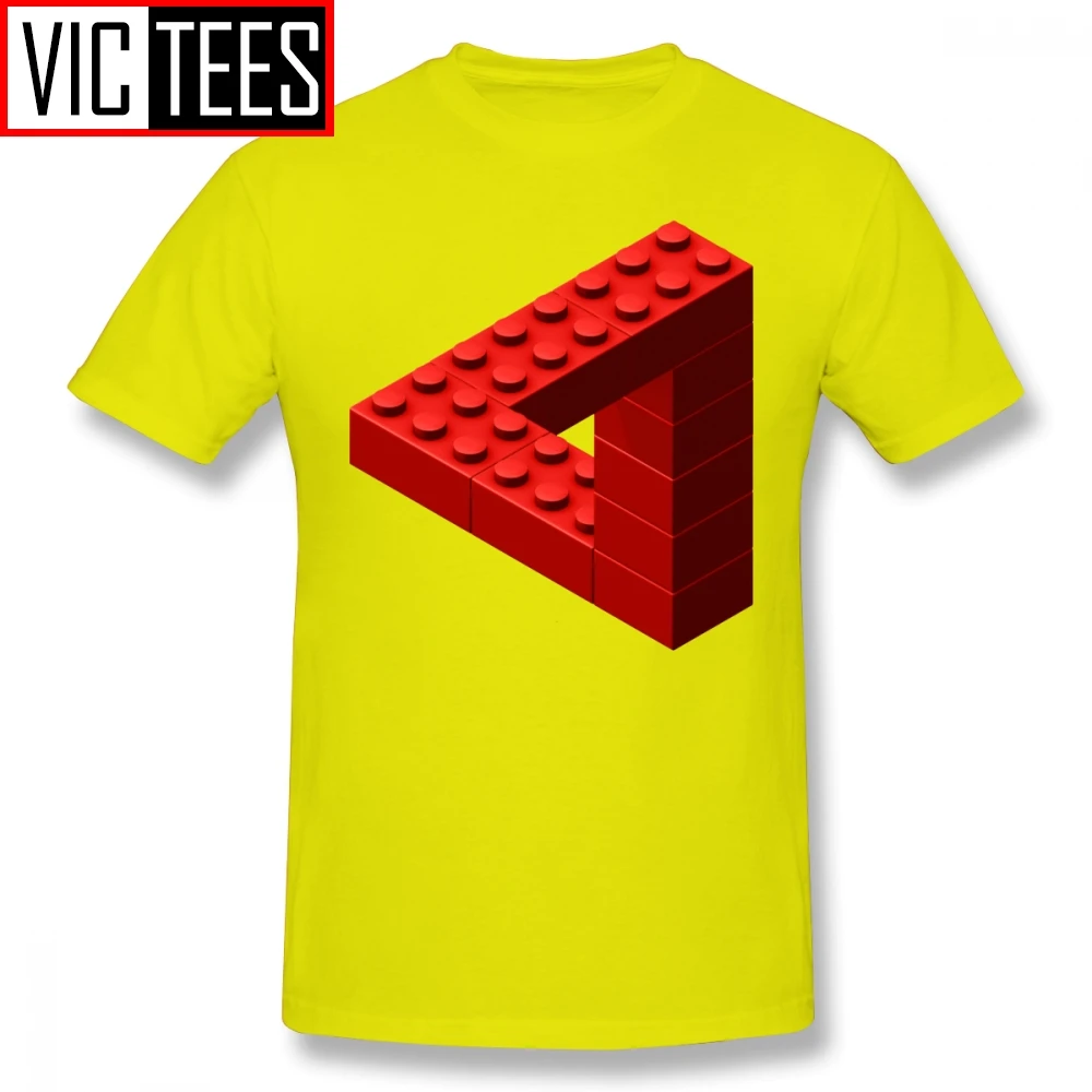 Мужские футболки Escher, Красная Футболка Escher Toy Bricks, Милая футболка, модная мужская футболка с графикой, хлопок - Цвет: Yellow