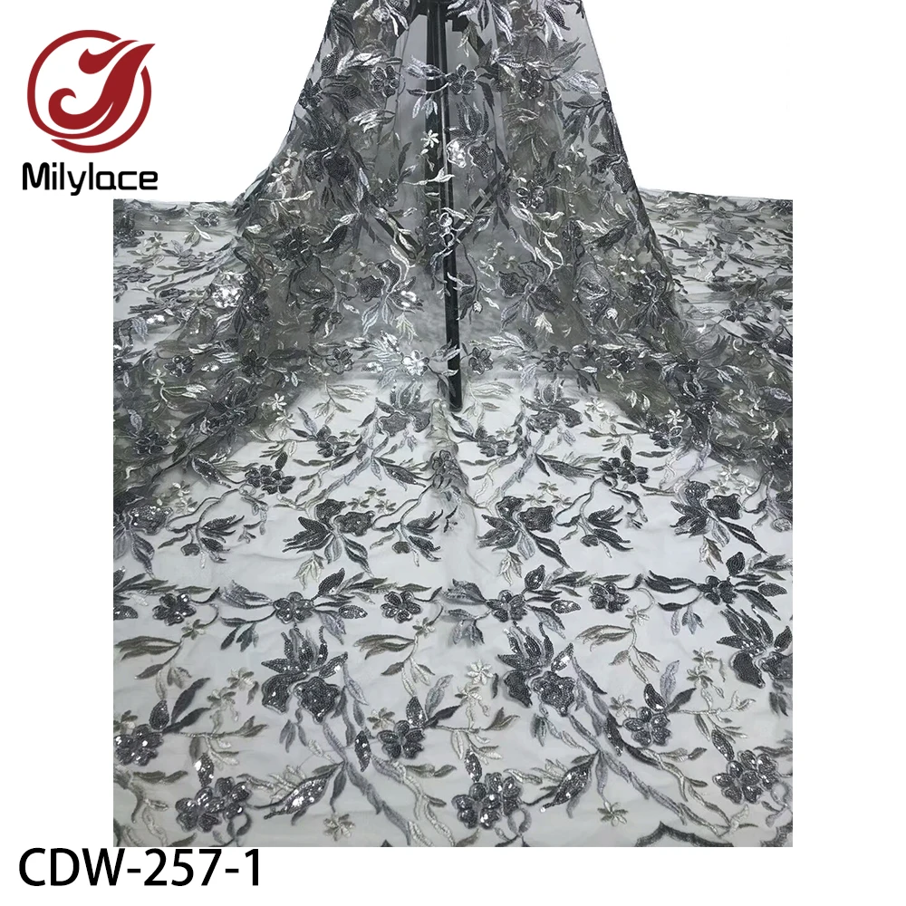 New French Tulle Lace Fabric 2020 High Quality Embroidery Sequin for Nigerian Women Bridal Dress 5 Yards CDW-257 | Дом и сад