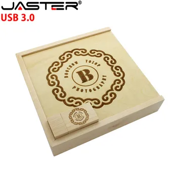 

JASTER Wooden USB flash drive Photo Album Box USB 3.0 Pen drive DIY Engraved Logo Wedding Memory stick U disk 128GB 64GB 32GB