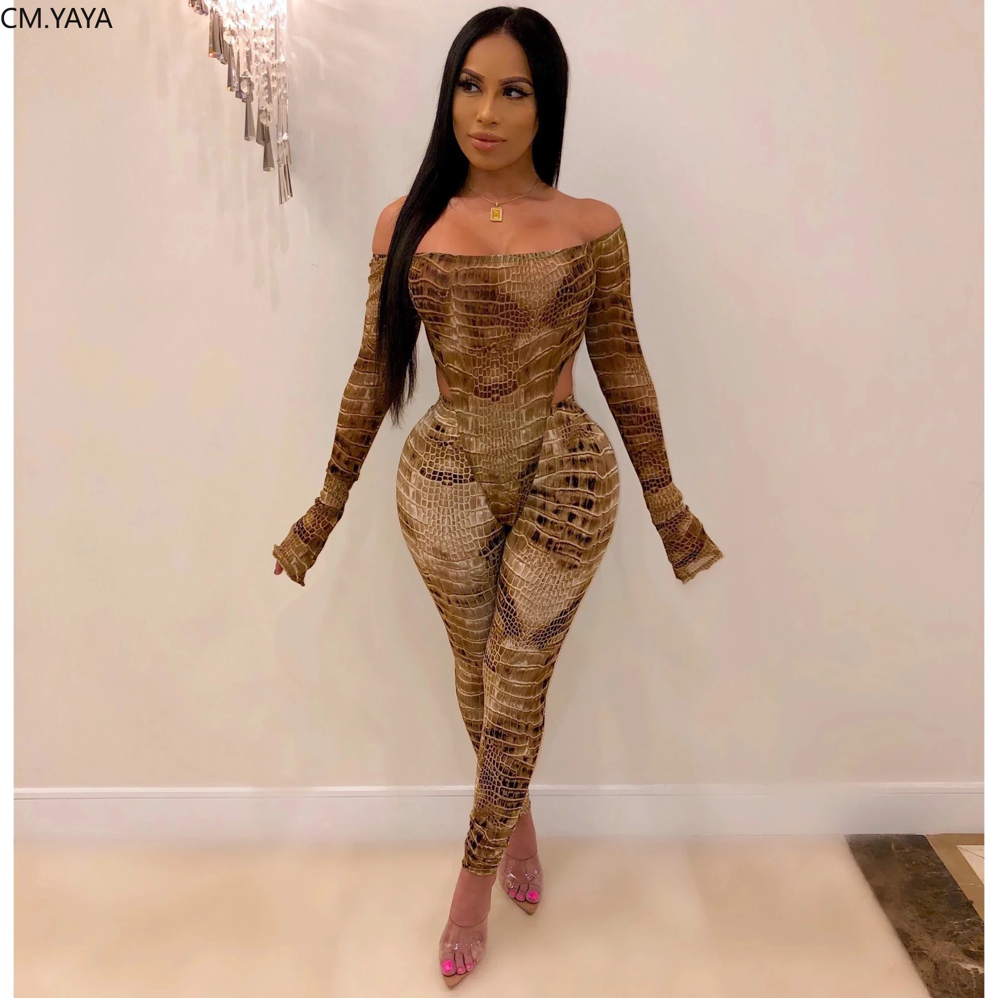 Women's Set Autumn Winter Bodysuit and Leggings Full Sleeve Slash Neck stripe Sexy Night Club Party Outfits Tracksuits CY1201