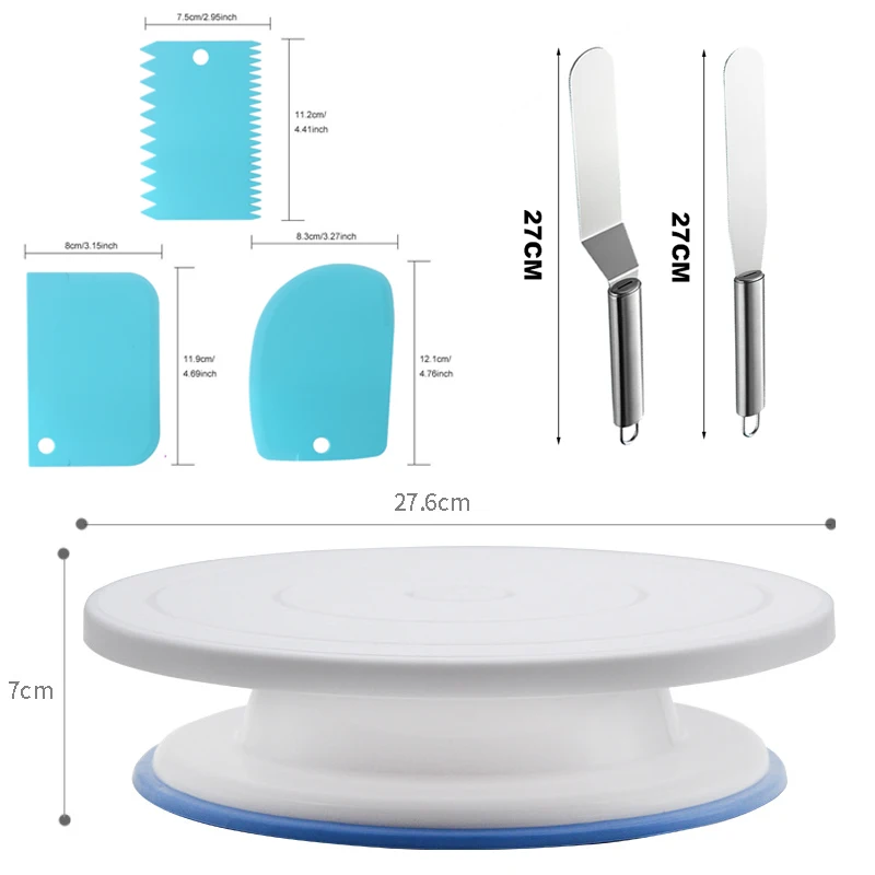 Поворотный стол для торта Сделай Сам стойка пластиковый Противоскользящий нож для теста глазурь более гладкие инструменты для украшения 10 дюймов кремовое блюдо для выпечки поворотный стол