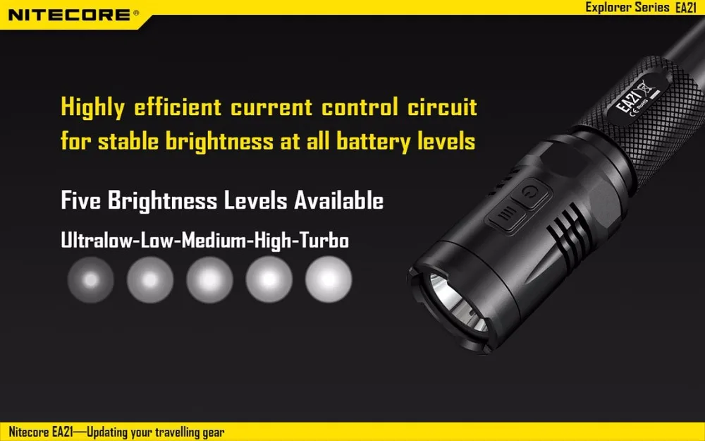 AA батарея фонарик NITECORE черный EA21 CREE XP-G2(R5) светодиодный Макс. 360 люмен луч бросать 167 м водонепроницаемый портативный фонарь