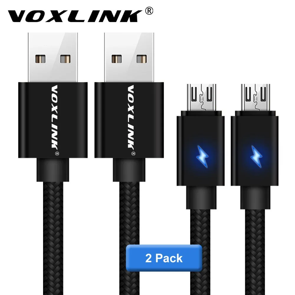 Кабель Micro USB VOXLINK для быстрой зарядки и передачи данных со светодиодной