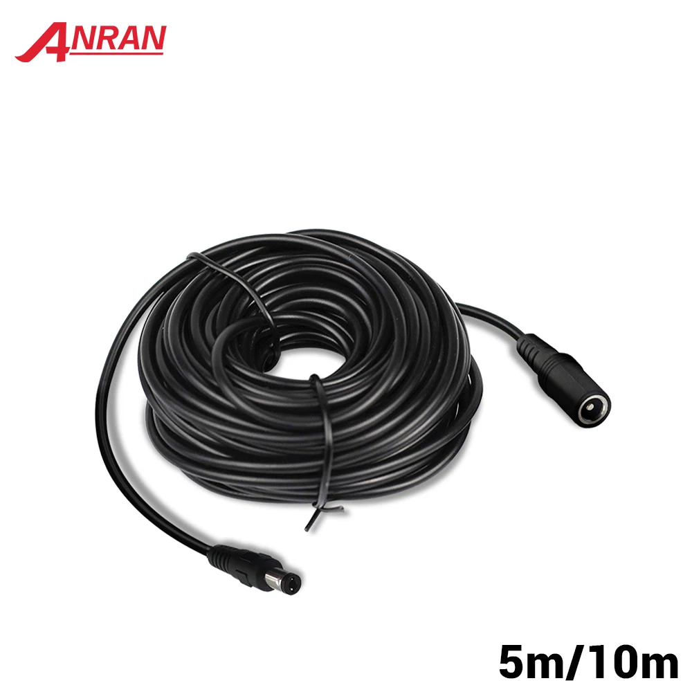 Cable de extensión de alimentación de 5M y 10M, Cable estándar de CC de 5,5mm x 2,1mm para cámara de seguridad CCTV