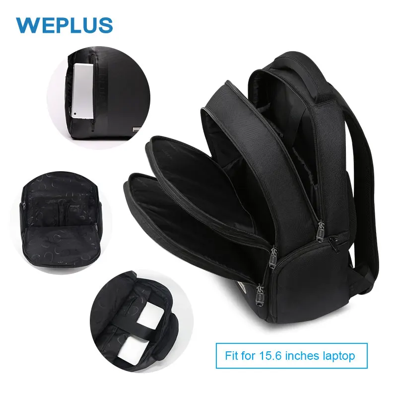 WEPLUS рюкзак большой емкости с зарядкой от USB для мужчин, 15,6 дюймов, рюкзак для ноутбука, многофункциональный рюкзак для путешествий, школьные сумки с защитой от кражи