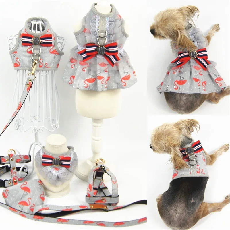 

Flamingo Princess Style Breathable Pet Clothes Traction Skirt Vest Dog Clothing