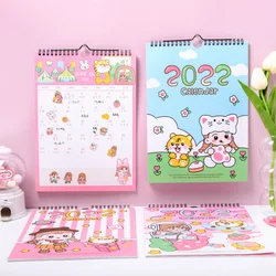 Calendrier mural de série de sortie de printemps 2022, calendrier mural de tigre et de fille de dessin animé, calendrier quotidien, planificateur 2022.1 – 2022.12 