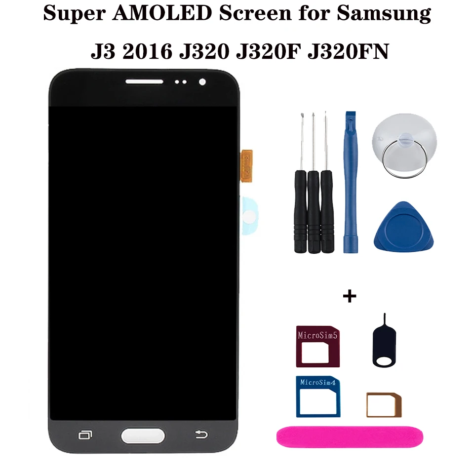 Экран для Samsung Galaxy J320 J3 2016 LCD J320H J320FN J320M OLED сенсорный экран с дигитайзером сменный