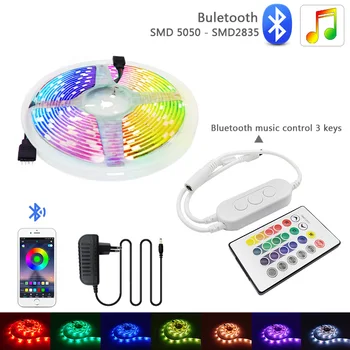 

Bluetooth Music LED Strip Light 5M 10M 15MRGB 5050 SMD 2835 Flexible Ribbon fita luces led light Tape Diode + Power Adapter