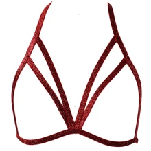 Красный сверкающий пояс на шею, готическое сексуальное женское белье, женский укороченный бандаж, бюстгальтер в стиле панк, Рав, бондаж, пояс, портупея