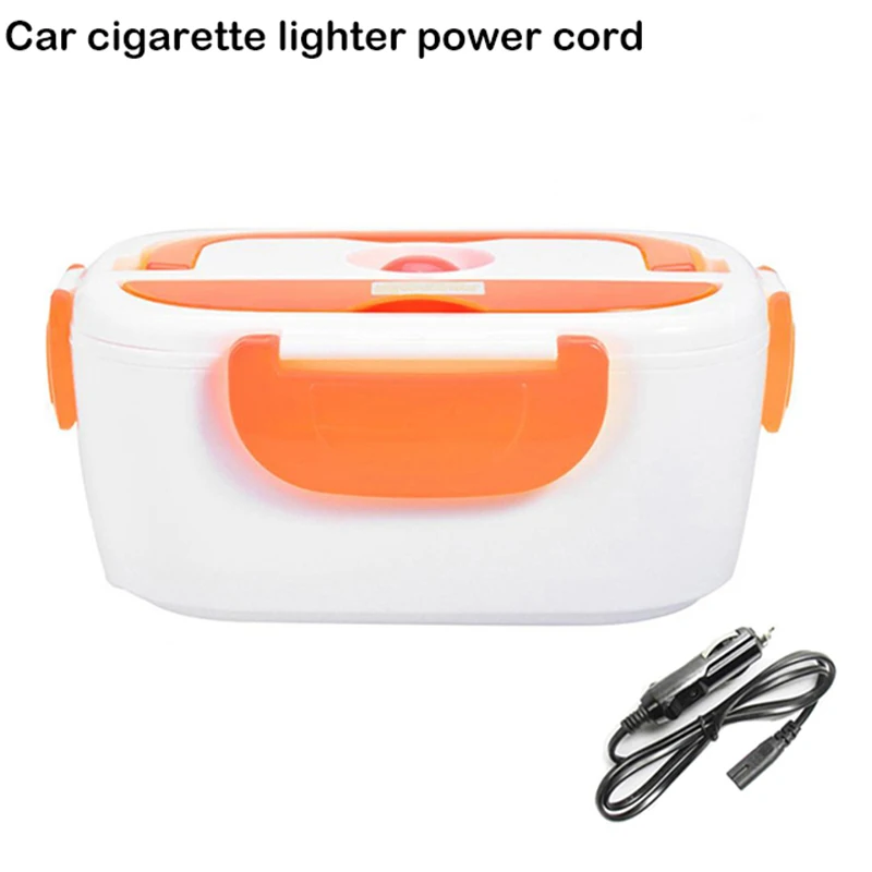 1.05L Portable Electric Heating Lunch Box Container Food Storage Warmer With Spoon EU/US/UK Plug kitchen Electric Meal Warmer - Цвет: car oorange