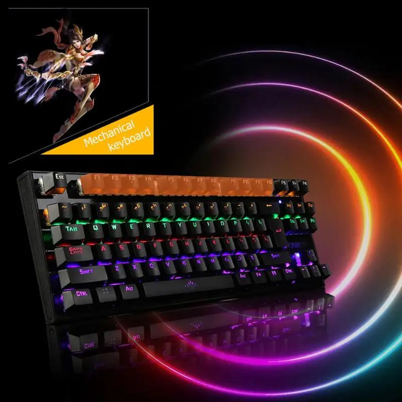 Y608 87 клавиш USB проводной синий переключатель RGB 8 режим подсветка механическая клавиатура