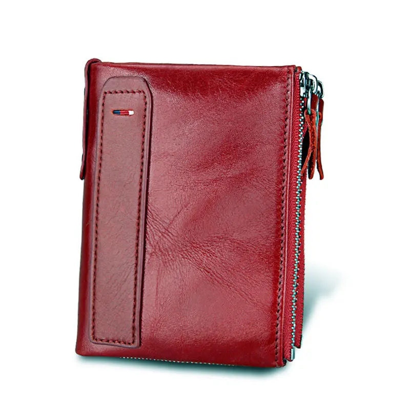 Горячо! Женские кошельки из натуральной кожи, кошелек для монет, женский маленький двойной кошелек Portomonee Rfid, Дамский кошелек для мужчин, сумка для денег - Цвет: Red